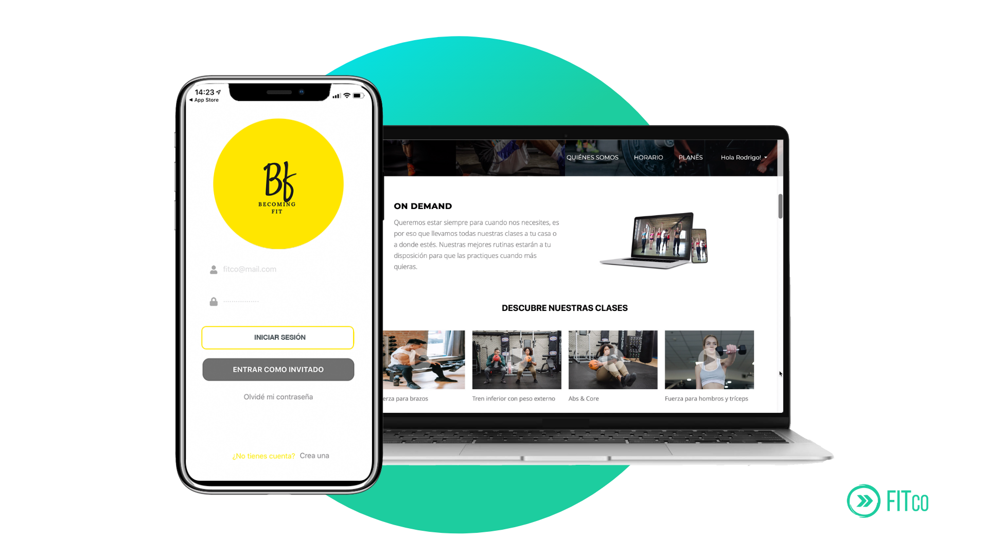 Página web y app para gimnasios centros fitness